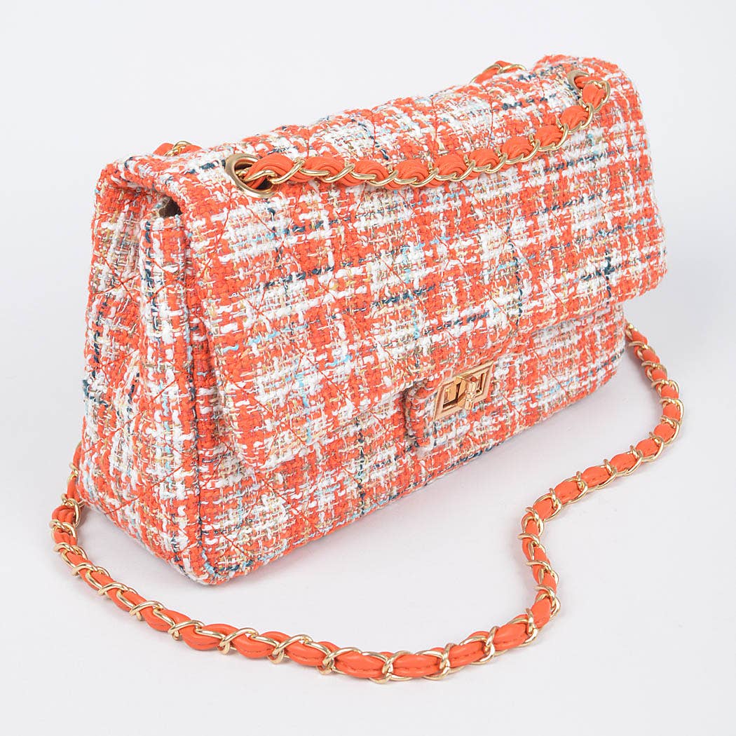 3AM BY H&D ACCESSORIES - Wholesale Shoulder Bag - Women's - Quilted Tweed Flap Shoulder Bag4