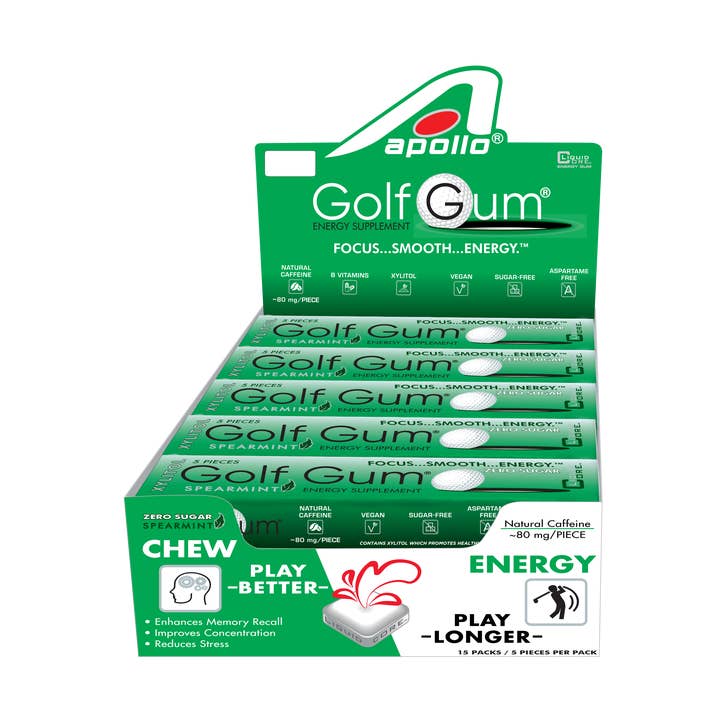 Apollo Energy Gum - Wholesale Chewing Gum - Golf Gum® Tray - 15 packs0