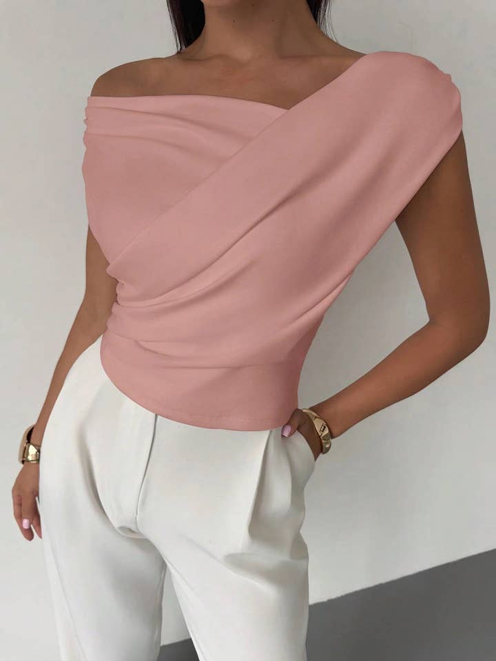 Suhkasana - Wholesale Tank Top - Women's - Minimalist Draped Asymmetric Short Top for Women8