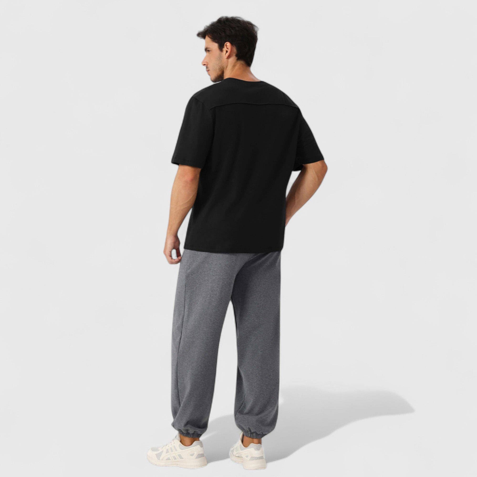 Active by Anna-Kaci - Wholesale T-Shirt - Men's - Men's Oversized Fit Short Sleeve T-Shirt with Drop Shoulders5