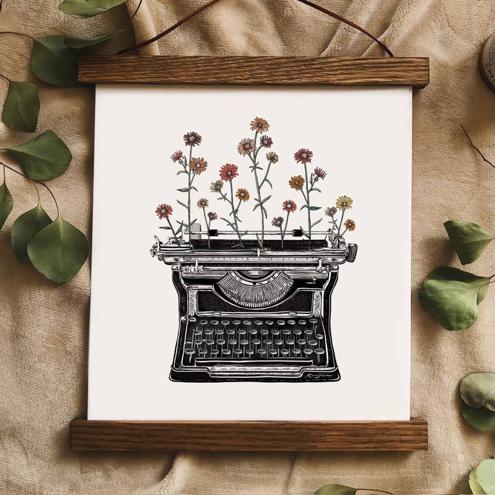 Floral Typewriter II Art Print for wholesale by Kaari & Co.