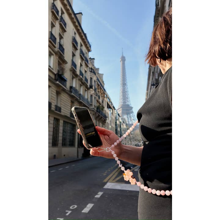 Solar Eclipse - Wholesale Phonecase Strap - Hand-painted Cherry Blossom Gemstone Crossbody Phone Chain