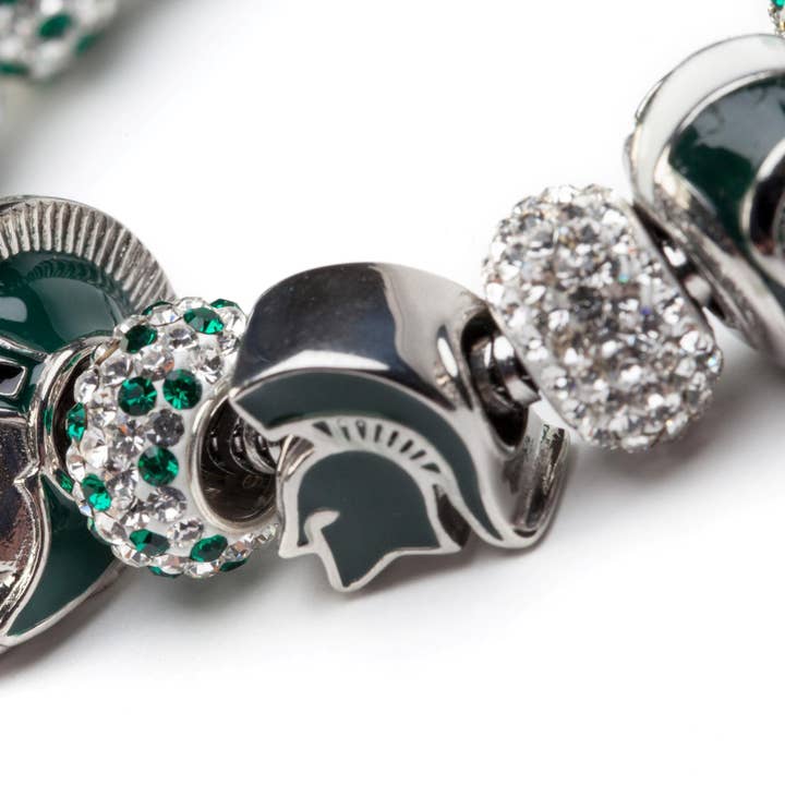 Stone Armory - Wholesale Individual Charm/Pendant - Michigan State Bead Charm - Green Spartan Sideview