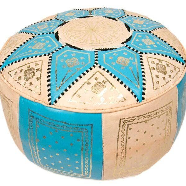 Pouf marocain bleu ciel pour la vente par Morrisque