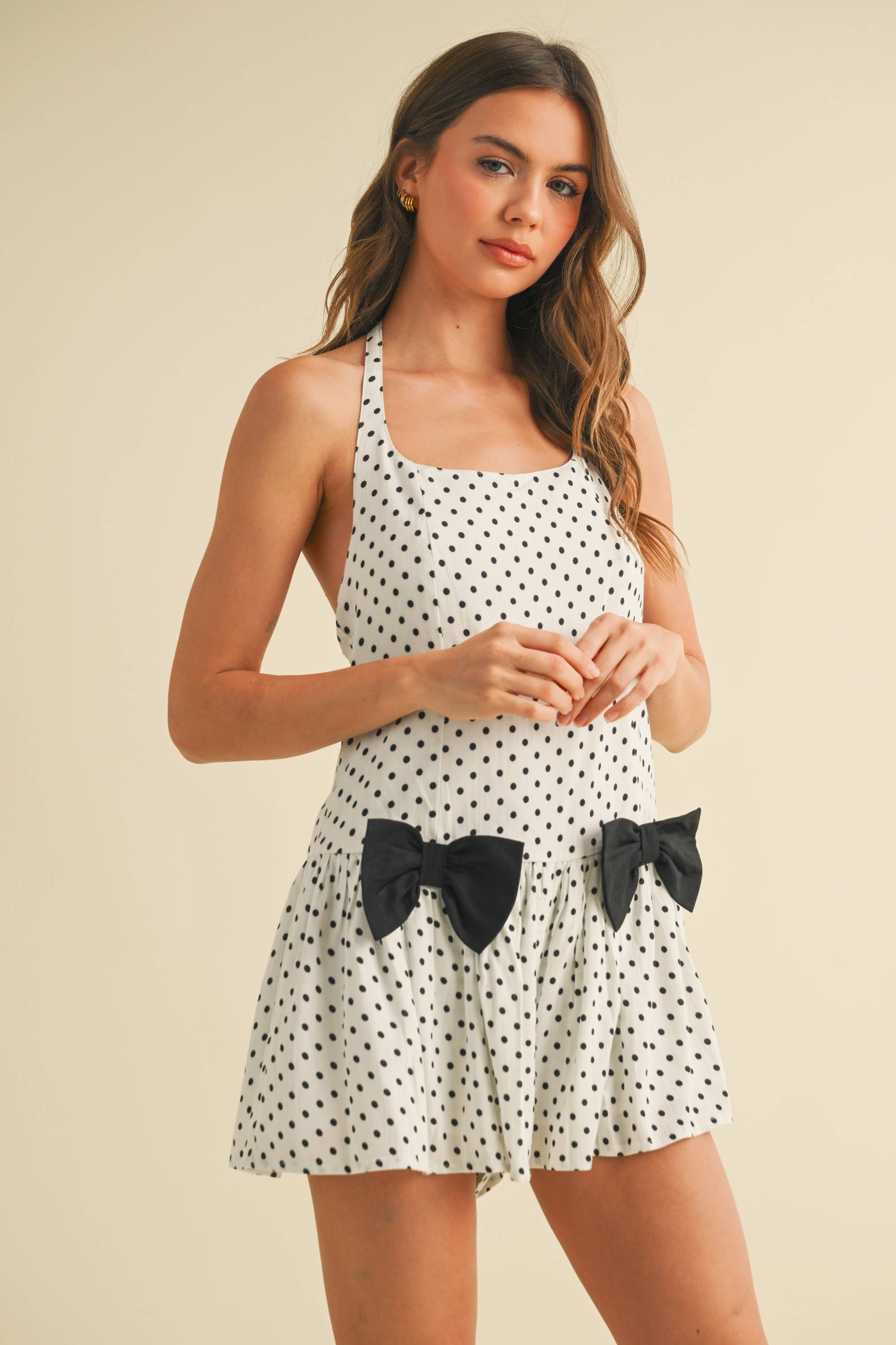 Klesis - Vente Combishort – femme - IR2204 COMBISHORT À POIS AVEC DÉTAILS NŒUD DEVANT16