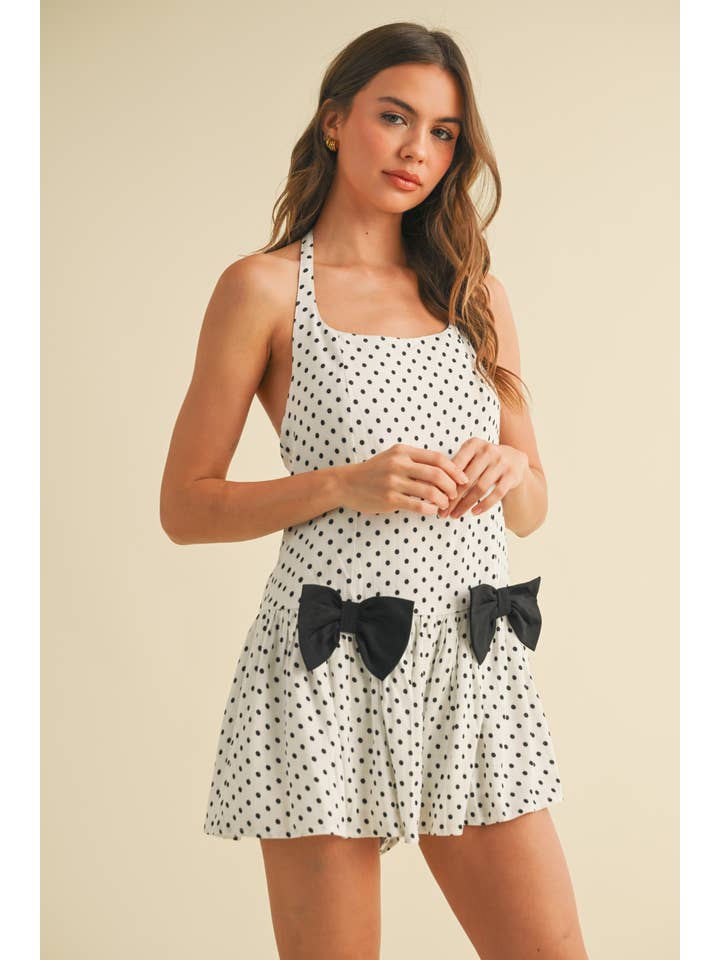 Klesis - Vente Combishort – femme - IR2204 COMBISHORT À POIS AVEC DÉTAILS NŒUD DEVANT16