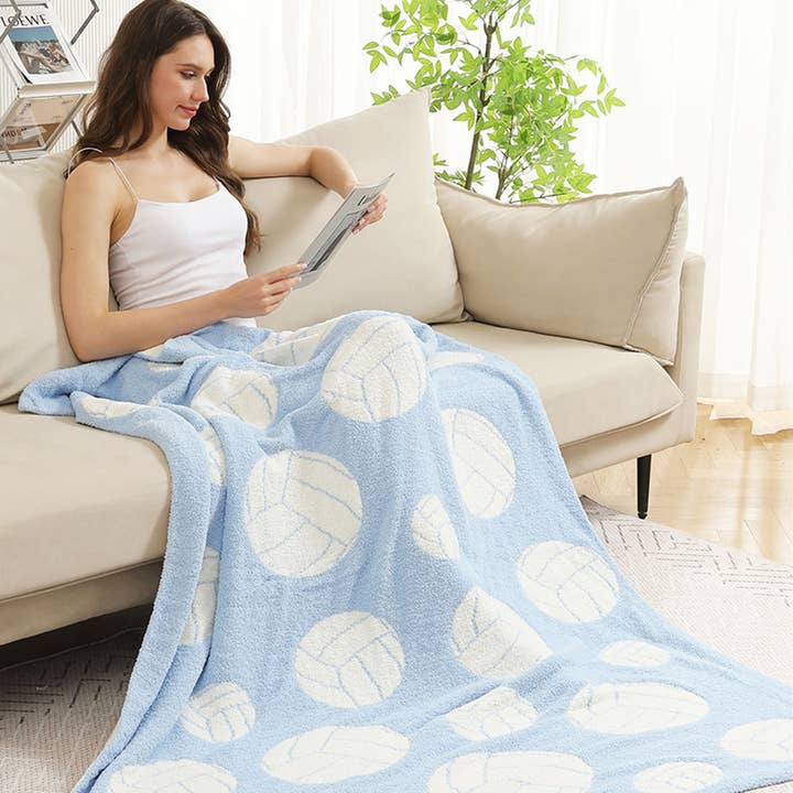 Fashion City - Wholesale Throw Blanket - Volleyball Print Cozy Soft Throw Blanket