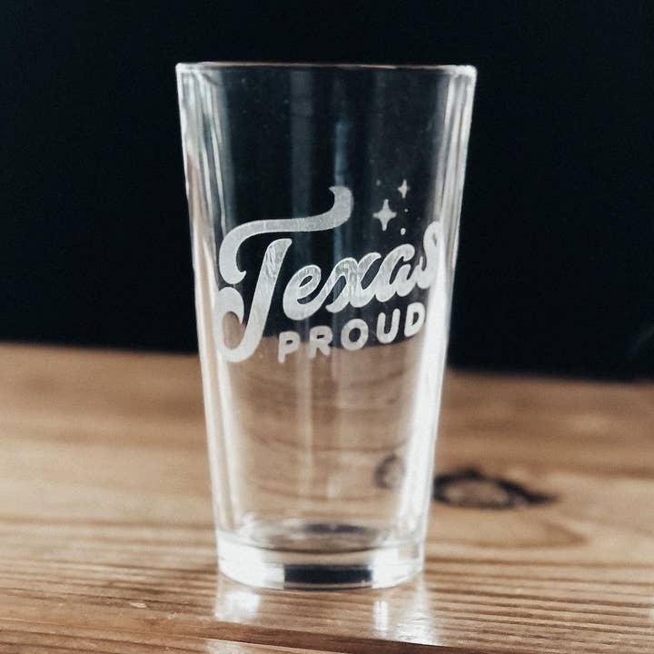 Texas Proud Pint Glass for wholesale by Made in Texas Co.