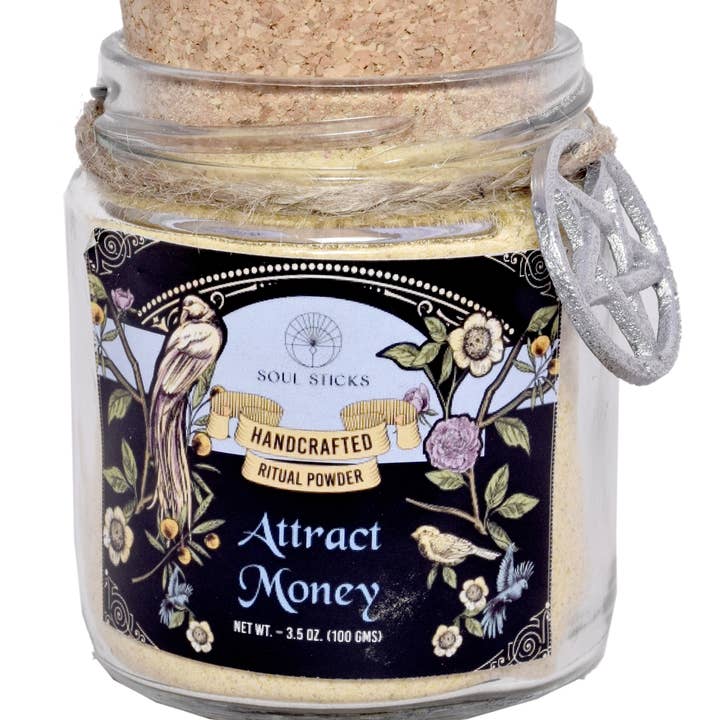 Attract Money Ritual Spell Powder Jar (3.5 oz) for wholesale by Designs by Deekay Inc.