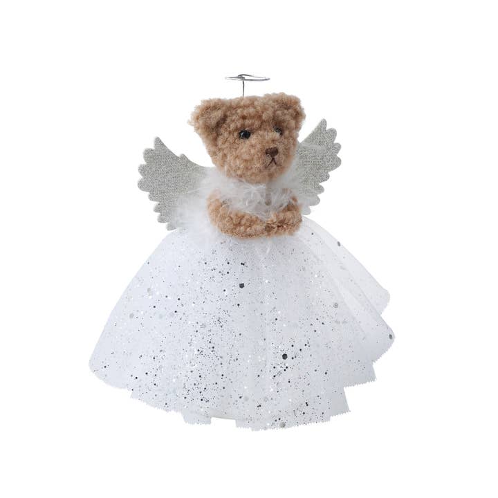 CGB Giftware - Vente Décorations pour pointe de sapin de Noël - Little Bear Company Décoration d'arbre en forme d'ours en peluche en argent