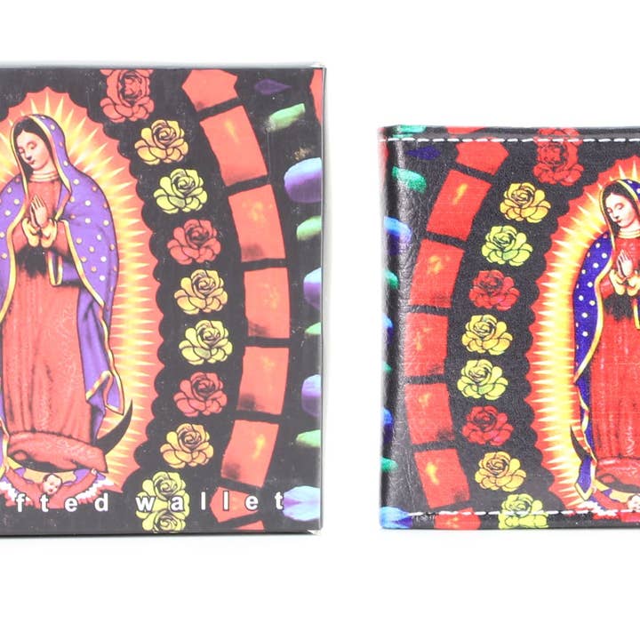 Leather Impressions Inc - Wholesale Wallet - Women's - Lady Guadalupe Roses Vegan Leather Bifold with Gift Box6
