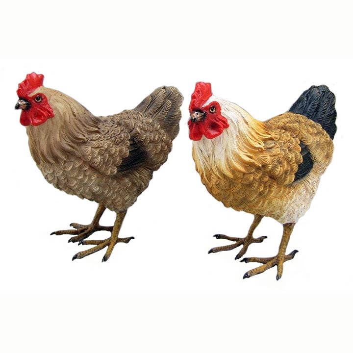 Resin Colorful Chicken Figure - 2 assorted, 5" for wholesale by Will's Company