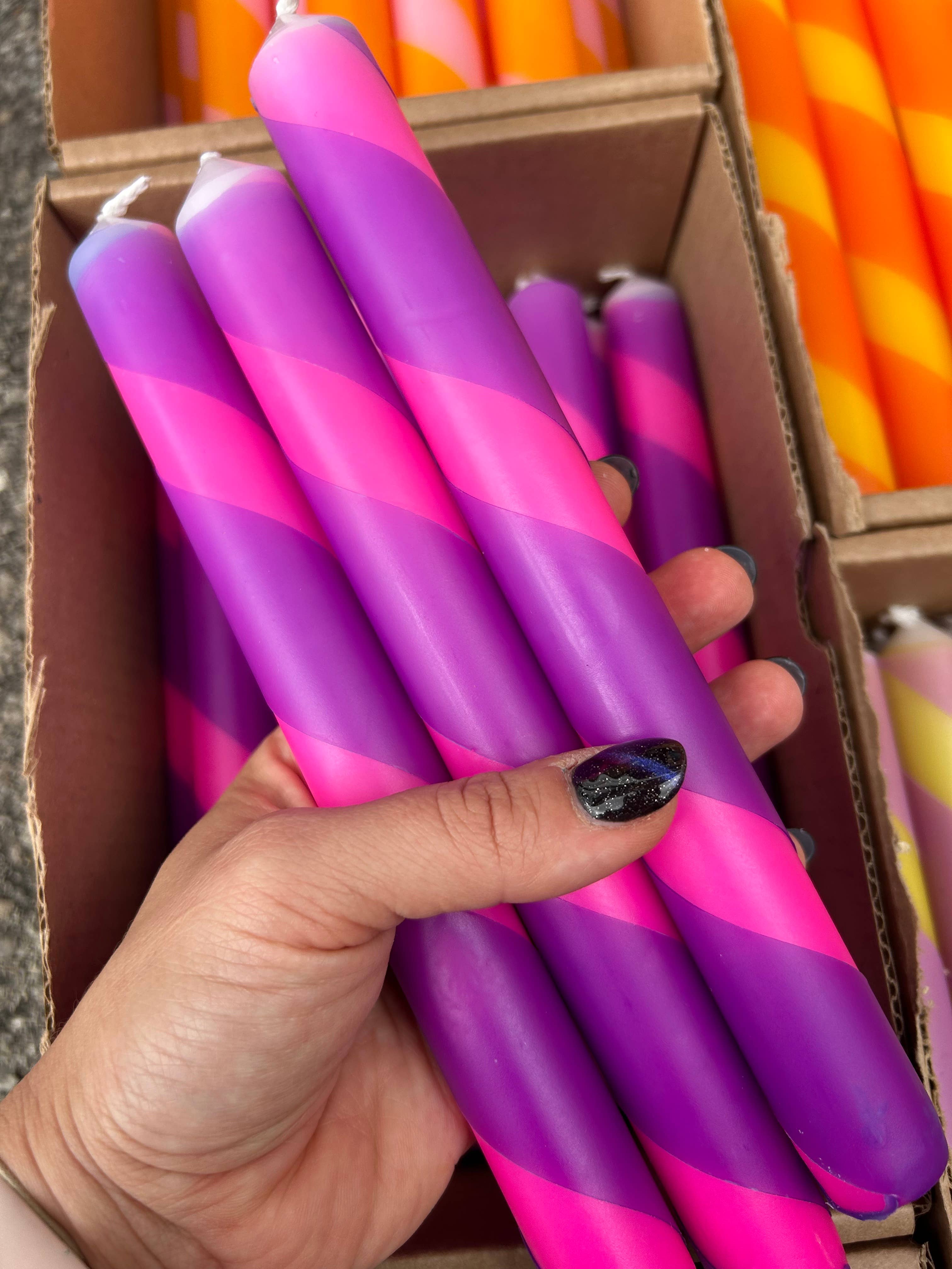 The Colour Emporium – wholesale Tapered candle/candlestick – Twisted stripe Candle individual 13