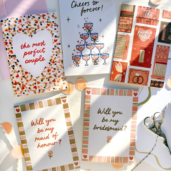 Lauren Sissons Studio - Wholesale Wedding card - Cheers to Forever card - Champagne Wedding Engagement Love3