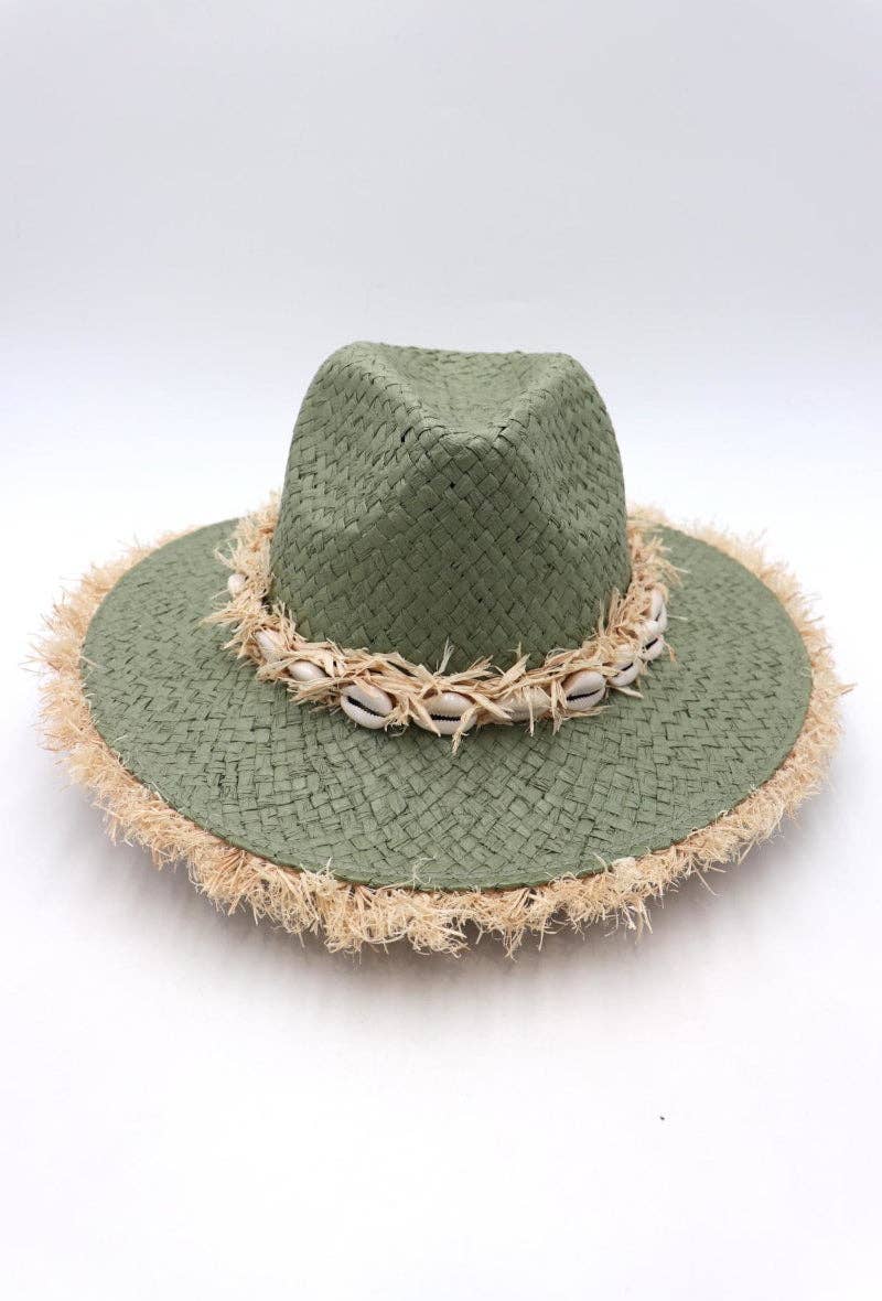 LIL' MOON - Venta al por mayor Sombrero de paja - Mujer - Sombrero con bordes deshilachados y conchas ajustable, talla única8