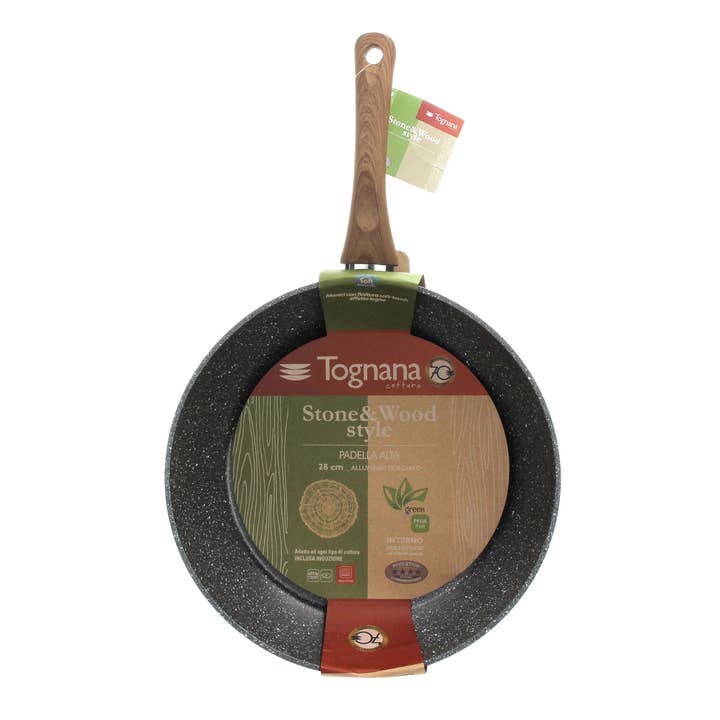 Djup stekpanna 28 cm med ett handtag, sten- och trästil för wholesale av Tognana