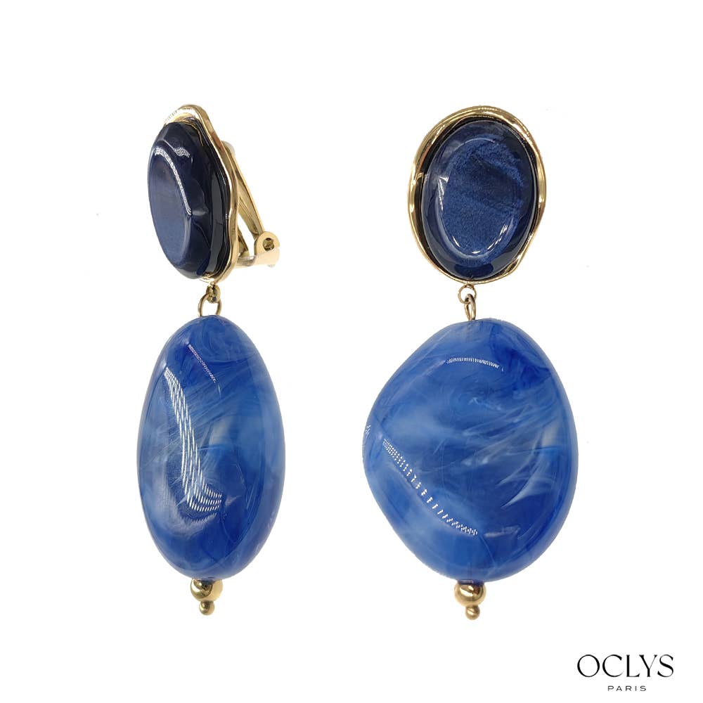 Oclys - Wholesale Clip-On Earrings - Clip-on resin earrings in gold stainless steel Wini2
