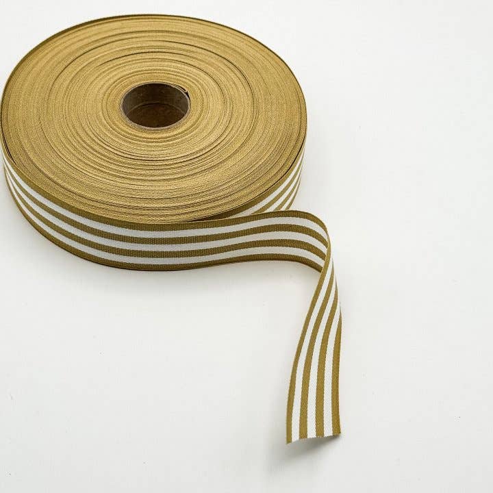 Ruban en coton multirayures moutarde. 35mmx50m pour la vente par CHIC&PAPER