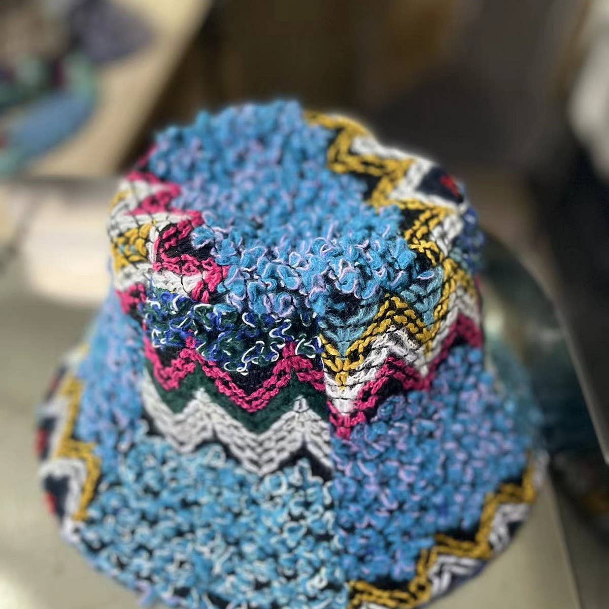 NINEXIS - Wholesale Bucket Hat - Women's - CWAH2213_ETHNIC RETRO COLOR MATCHING KNITTED BUCKET HAT7