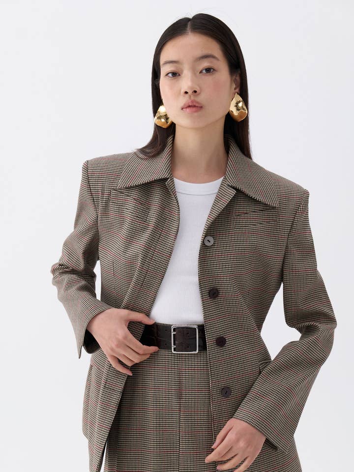 Chaqueta con hombros acolchados a cuadros para venta al por mayor de NOCTURNE