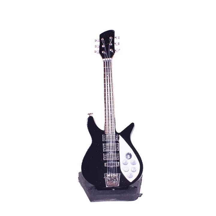 Wooden Electric Guitar Miniature 10cm with Stand for wholesale by giftland