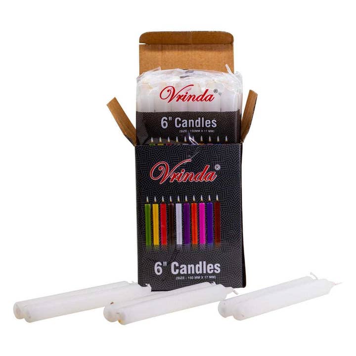 Vrinda - Wholesale Tapered Candle/Candlestick - 6" Taper White Candles (36 in a pack)1