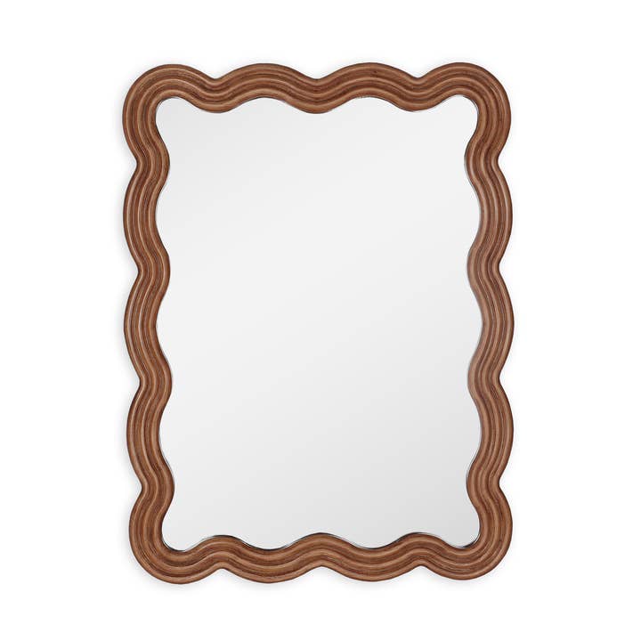 Espejo Decorativo Ondulado con Borde Festoneado de Madera Marrón de 32" para venta al por mayor de HomeRoots
