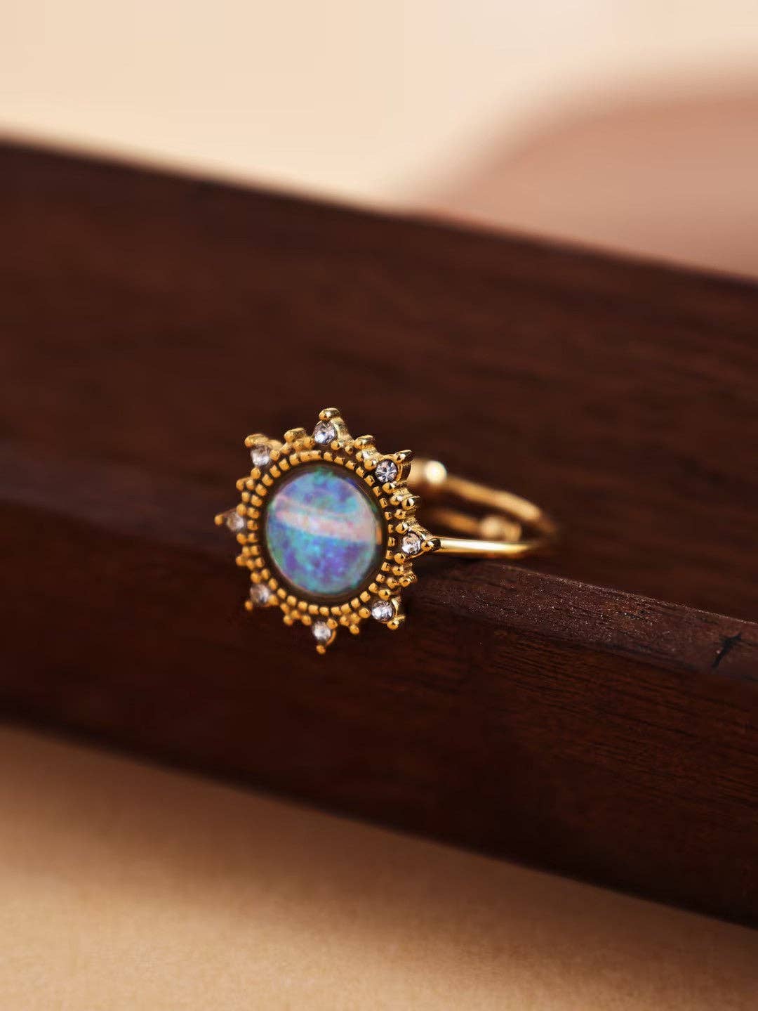 Revelari – wholesale Cocktail/statement ring – Opal Sunburst Halo Ring0