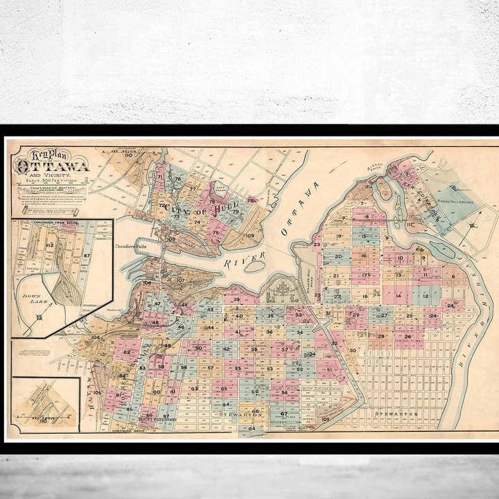 Old Map of Ottawa Canada 1888 Vintage Map | Vintage Map Wall Art Print for wholesale by OldCityPrints - Old Maps and Posters