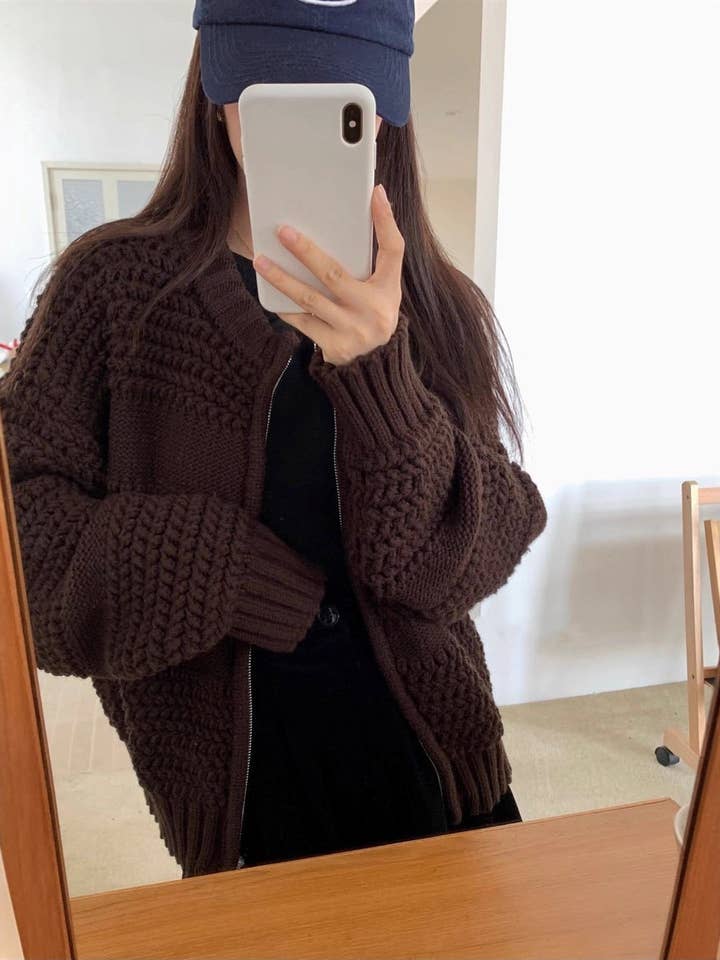 Marayn - Wholesale Cardigan - Women's - Retro Heavy Knit Pineapple Cardigan Jacket23