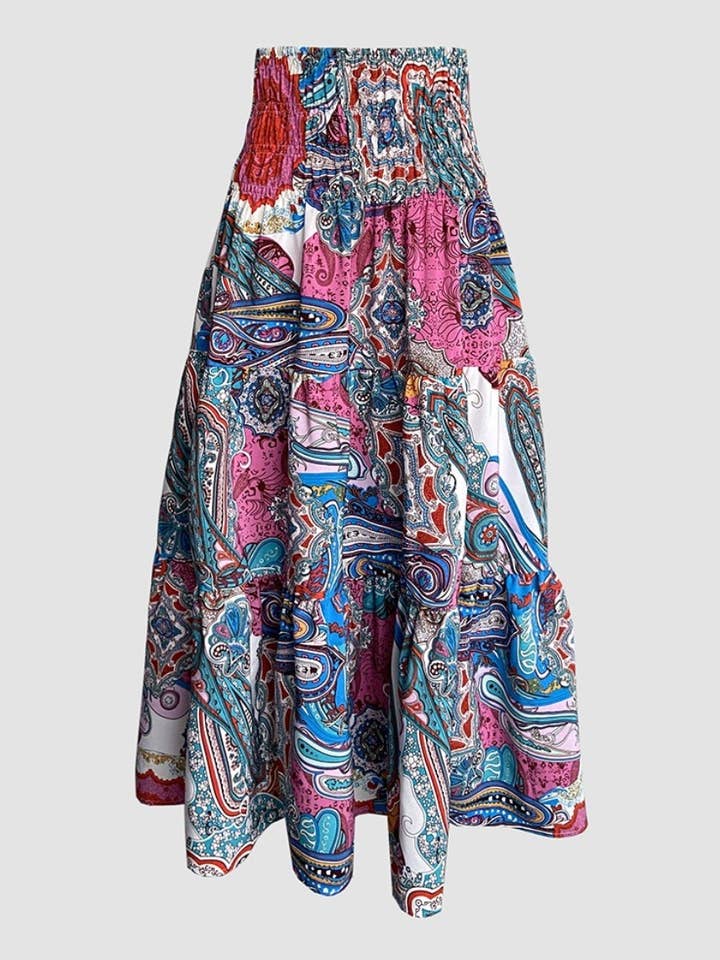Rosa Clothing - Wholesale Skirt - Women's - Swing Style Bohemia Ethnic Floral maxi skirt18
