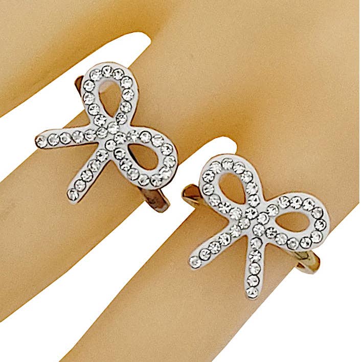 Rostfritt stål ring med strass och rosett för wholesale av Atlas Fashion