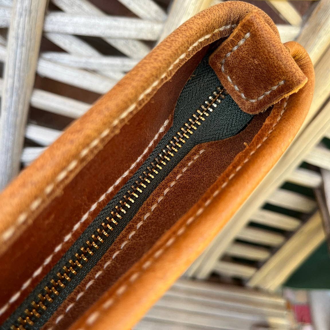 Woven With Hope - Wholesale Tote Bag - Women's - Chestnut Leather Tote with Pocket - Nourished Collection7