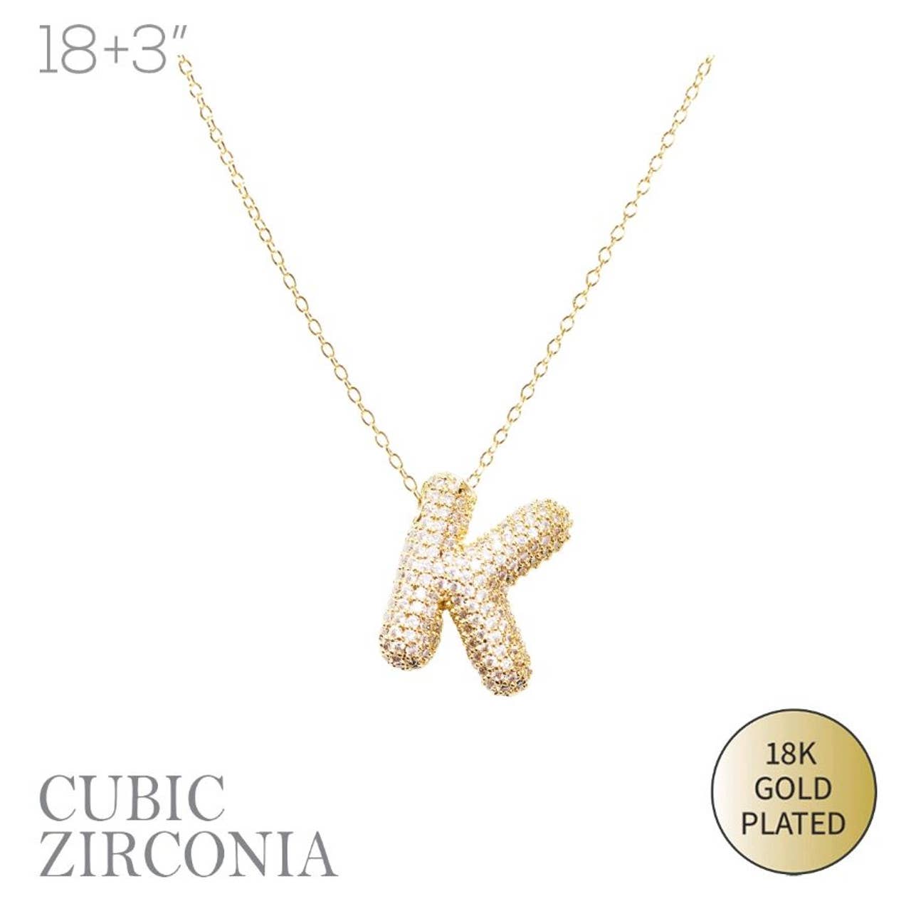 Selini New York - Vente Colliers à pendentif - Collier Initiale Plaqué Or avec Bulles et Cristaux Étincelants7