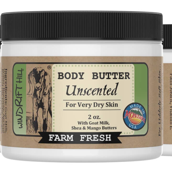 Windrift Hill Goat Milk Skincare - Wholesale Body Balm/Butter - Unscented | Goat Milk Body Butter | 2oz. Travel Size1