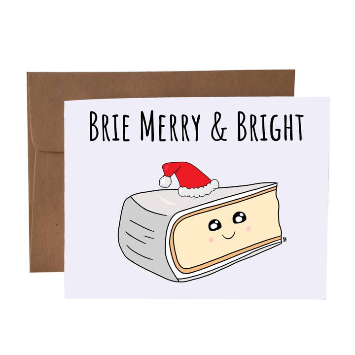 Brie Merry & Bright | Cheese Pun Christmas Greeting Card for wholesale by SKP ink