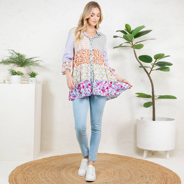 IVORY Women’s Mexican Embroidery Blouse Gathered Waist Shirt for wholesale on Faire0