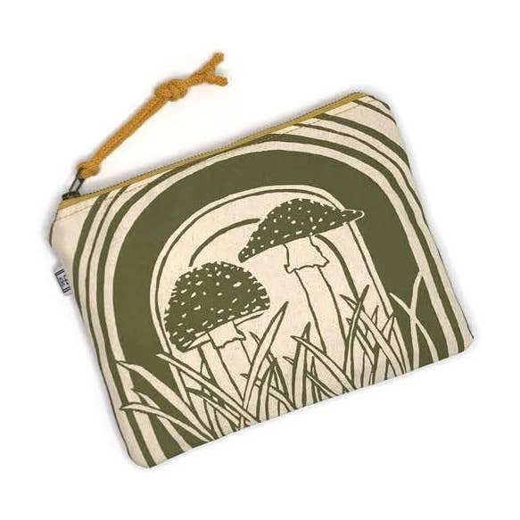 Cosmetic Pouch - Mushroom // Large Zipper Pouch for wholesale by Rachel Elise Studio