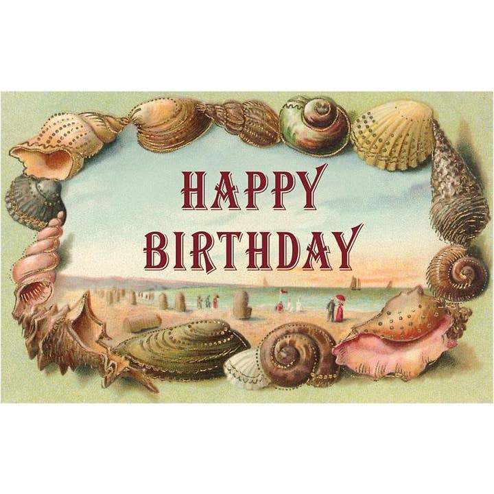 Greeting Card HB-414 Happy Birthday Seashells for wholesale by Found Image Press