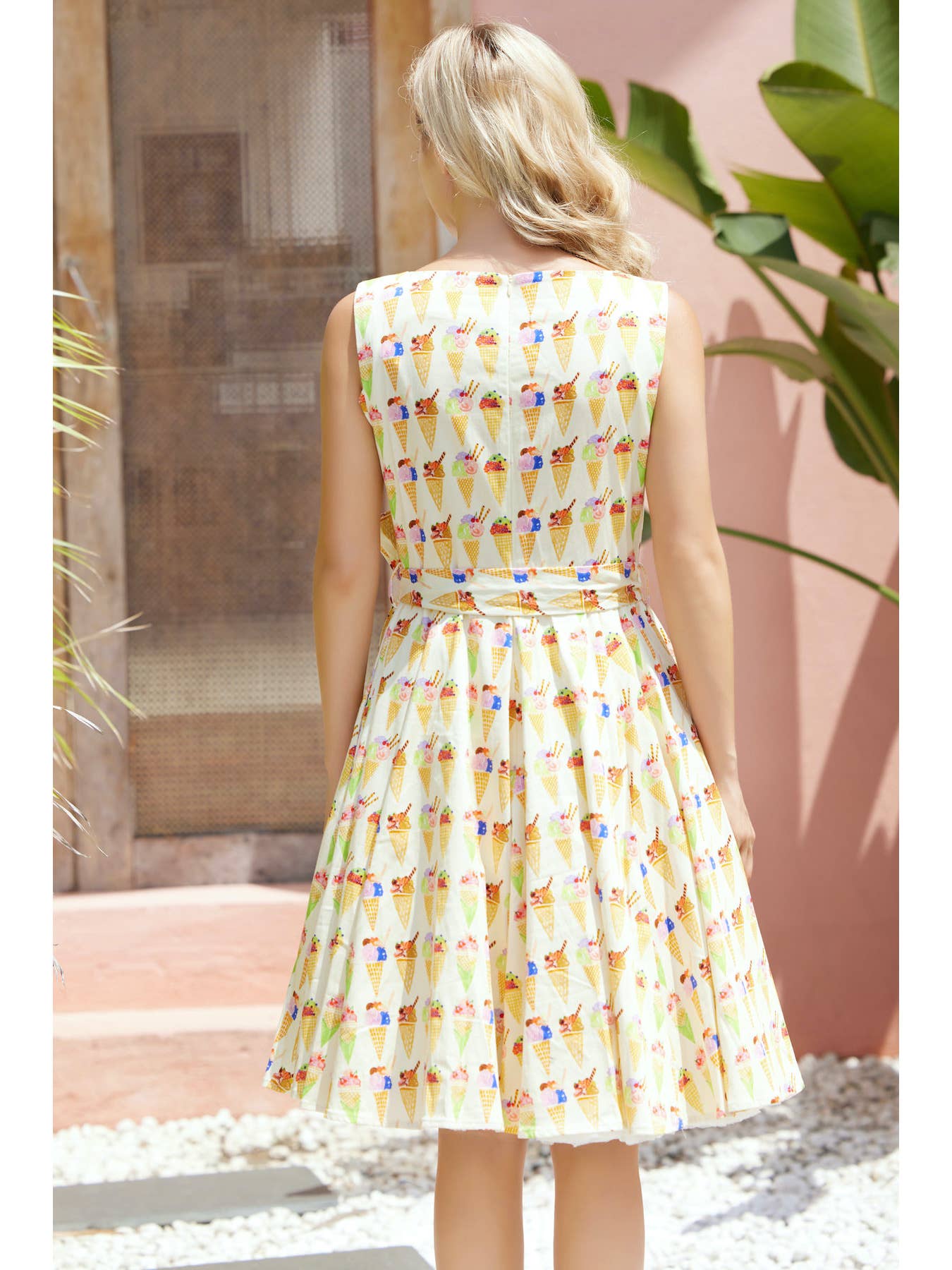 Crème Multi 233123-CREAM MULTI | Ruby | Fit & flare jurk met zakken voor groothandel op Faire1