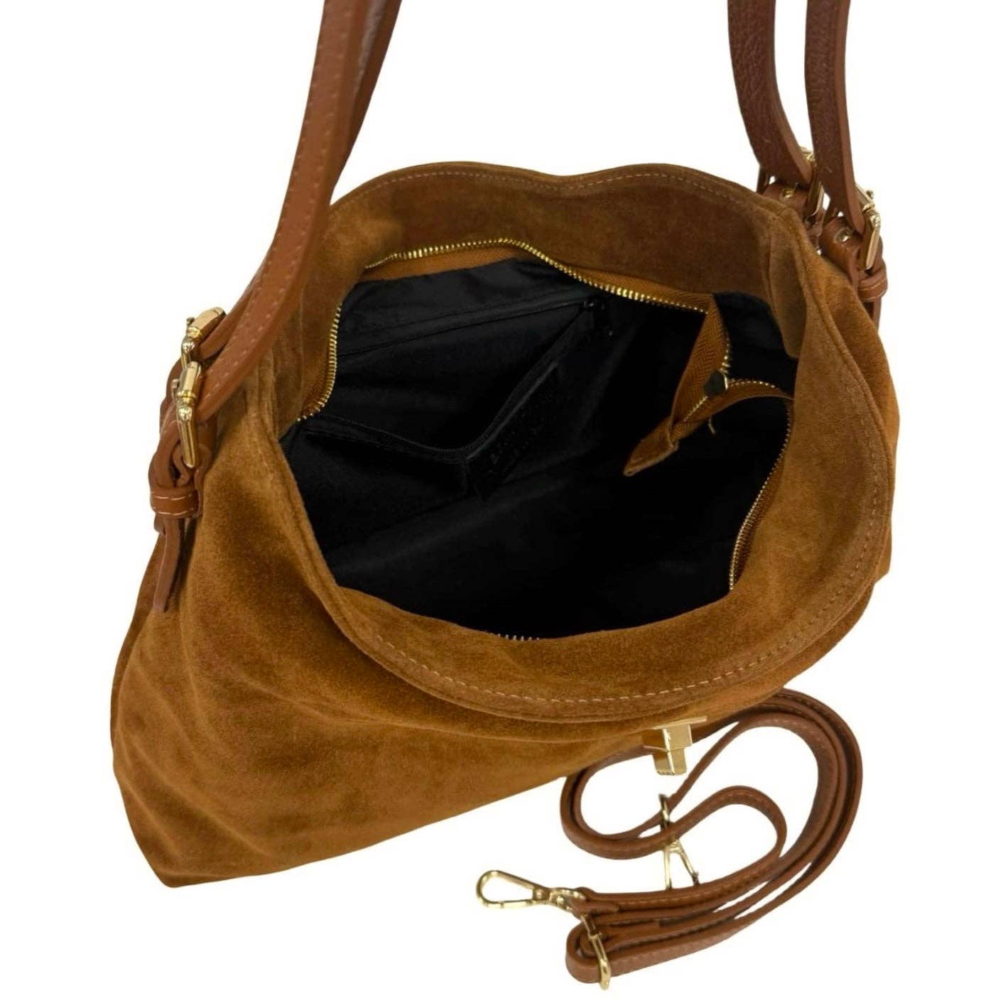 MODARNO - Venta al por mayor Bolso con correa - Mujer - Modarno Bolso bandolera de auténtica piel de ante 35x11x24 cm3