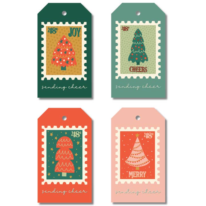 Creative Kind - Vendita all'ingrosso Etichetta regalo - Etichette regalo con francobollo per albero di Natale | Set di 8