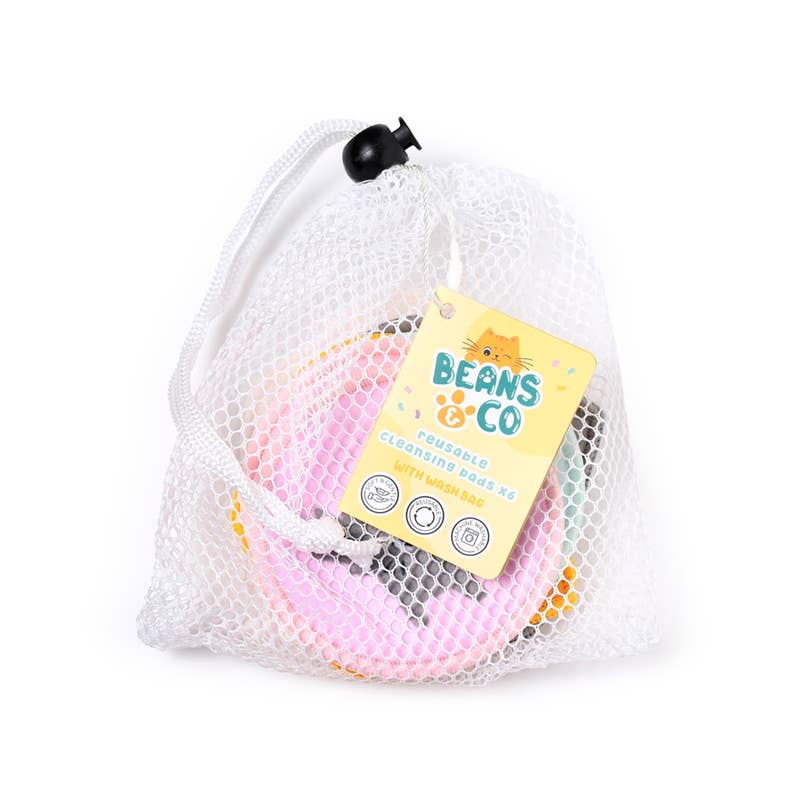 Puckator Ltd – wholesale Face & body wipes – Set of 6 Beans & Co Cats Reusable Cleansing Pads2