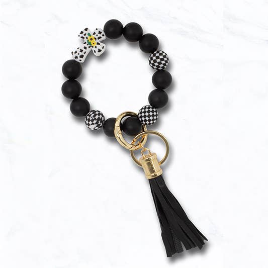 Suzie Q USA - Vendita all'ingrosso Portachiavi - Unisex - Braccialetto Portachiavi con Croce di Perline e Stampa Animalier2