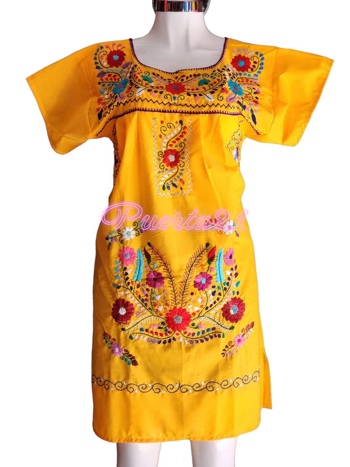 Puerta21 - Wholesale Dress - Women's - Puebla Mexican Embroidered Dress from Mexico womens vestidos