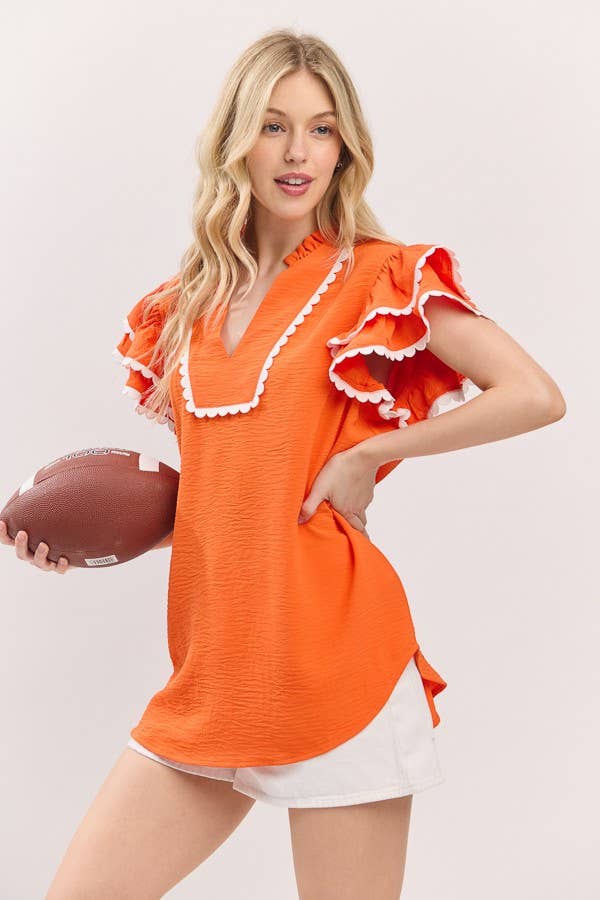 Sewn and Seen – Großhandel Bluse – Damen – Oberteil mit Rüschenärmeln und Muschelsaum28