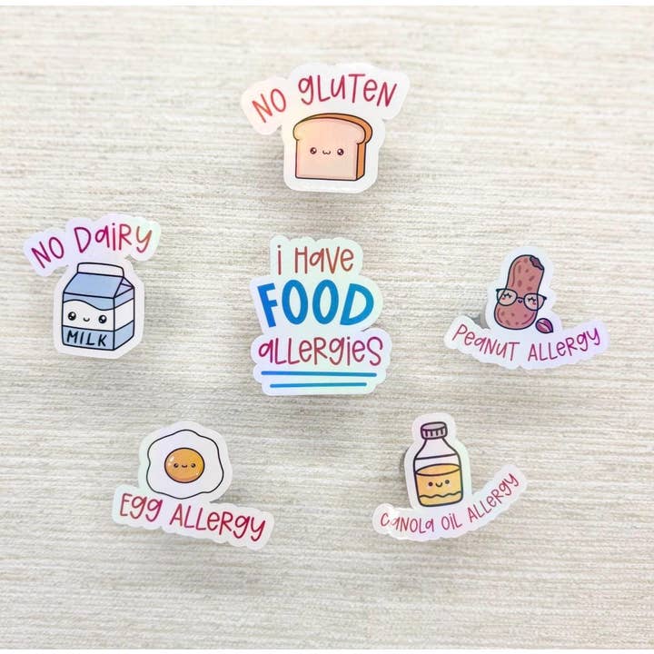 Food Allergy Stickers: Waterproof Lunchbox Decals for Kids for wholesale by The Wayward Finch