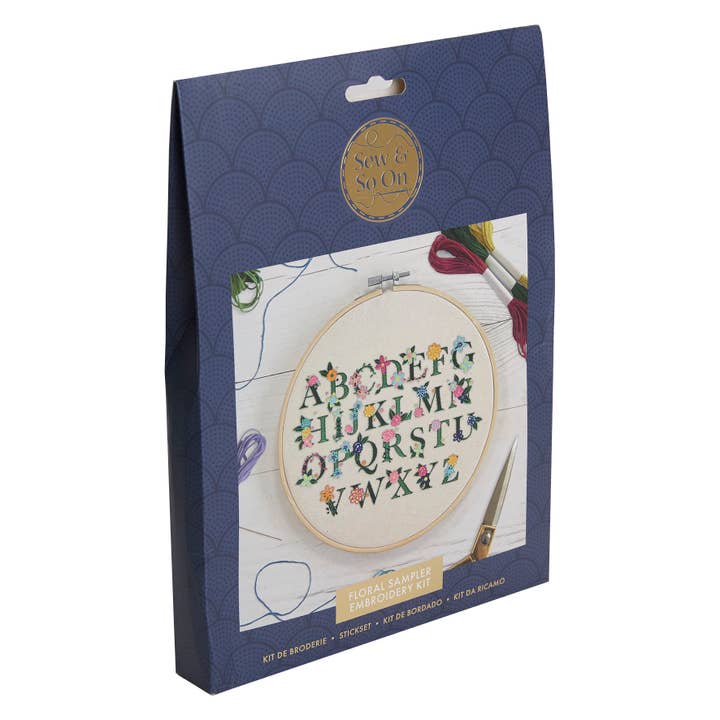 West Design Products - Wholesale Embroidery/Cross Stitch Supplies - Sew & So On Embroidery Kit - Floral Sampler