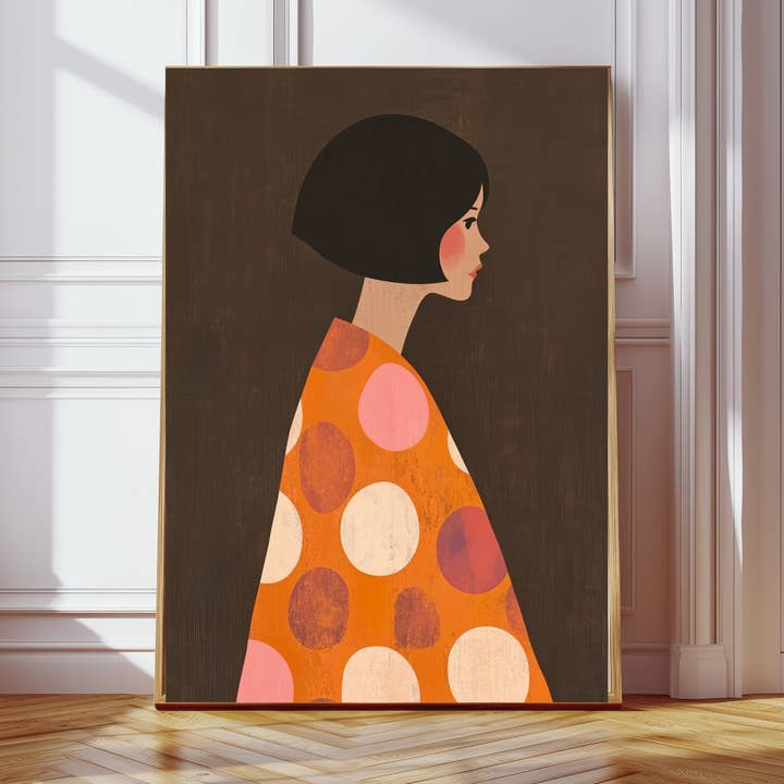 Female Portrait Spot Dress Art Print for wholesale by Kumo Art Prints