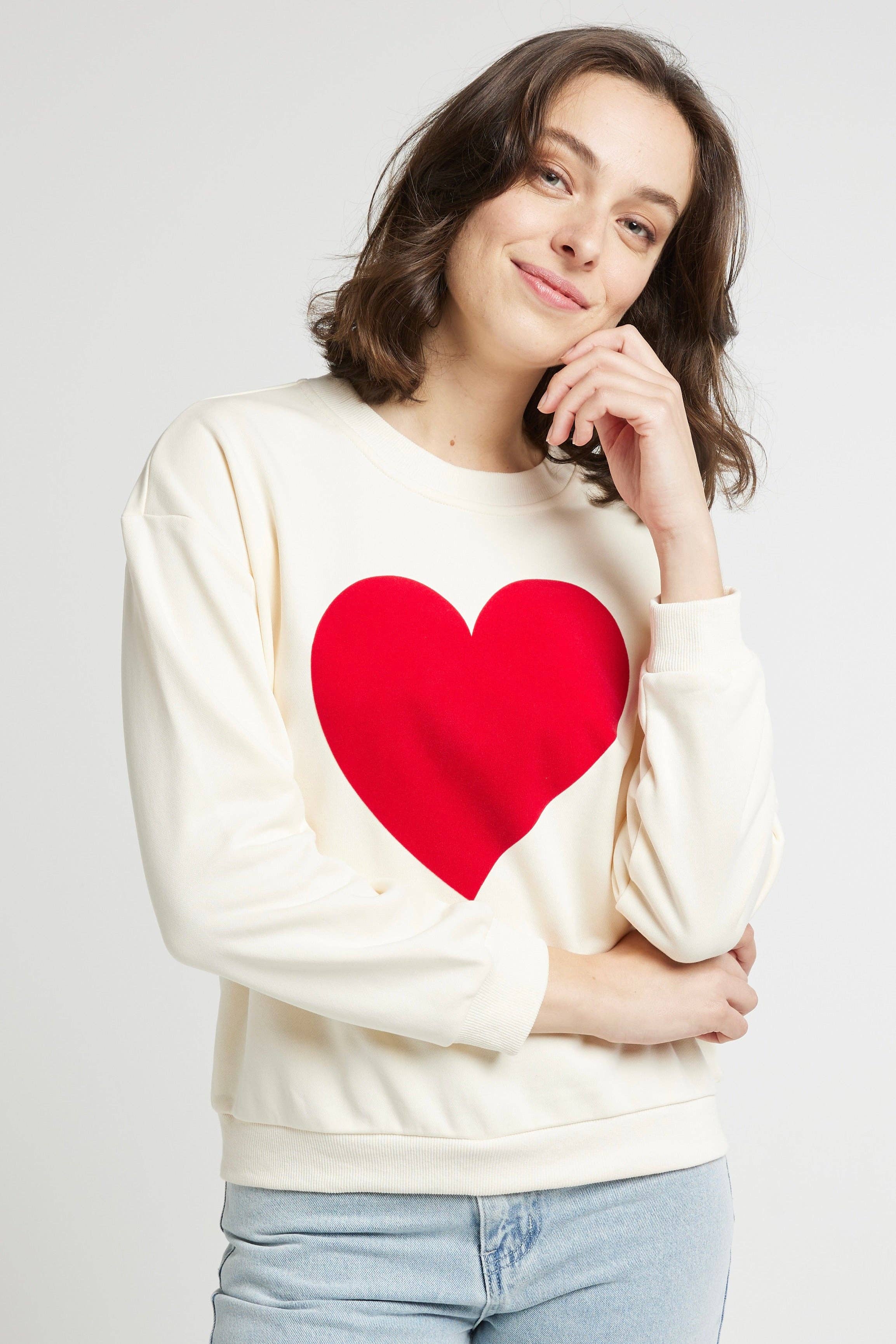Andy & Lucy - Wholesale Graphic Sweatshirt - Women's - SWEETHEART - Cotton sweatshirt with velvet heart2